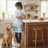 Dog Mom Elegant Floral Blue Personalized Apron エプロン