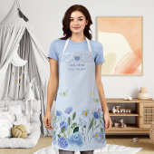 Dog Mom Elegant Floral Blue Personalized Apron エプロン