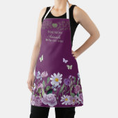 Dog Mom Elegant Floral Purple Personalized Apron エプロン (インサイチュ)