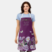 Dog Mom Elegant Floral Purple Personalized Apron エプロン (着用した状態)