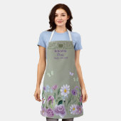Dog Mom Elegant Floral Sage Personalized Apron エプロン (着用した状態)