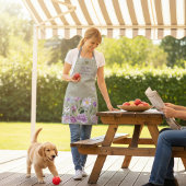 Dog Mom Elegant Floral Sage Personalized Apron エプロン