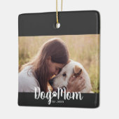 Dog Mom Established スクリプト写真 セラミックオーナメント (左)
