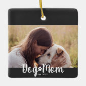 Dog Mom Established スクリプト写真 セラミックオーナメント (正面)