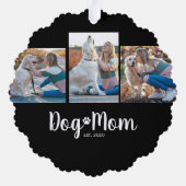 Dog Mom Established Modern Script Black 3 Photo  オーナメントカード (裏面)