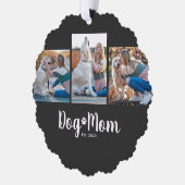 Dog Mom Established Modern Script Black 3 Photo  オーナメントカード (左)