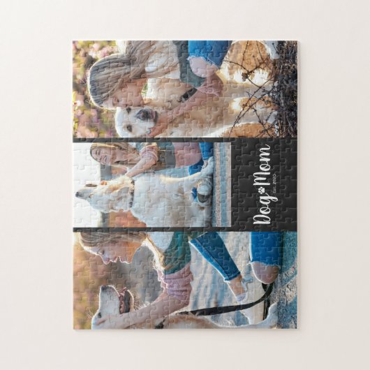 Dog Mom Established Modern Script Black 3 Photo  ジグソーパズル (縦)