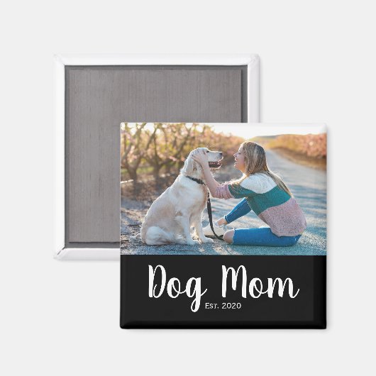 Dog Mom Established Photo Gift Magnet マグネット (正面/裏面)