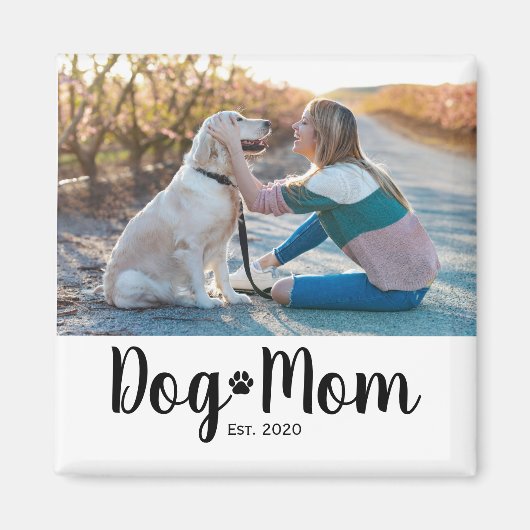Dog Mom Established Photo Gift Magnet マグネット (正面)