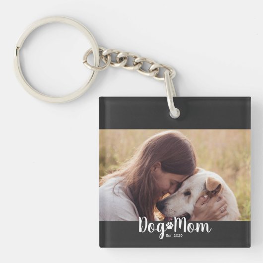 Dog Mom Established Script Photo キーホルダー (正面)