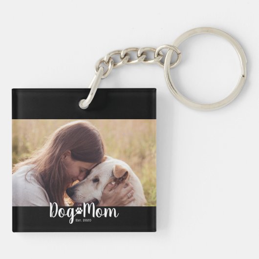 Dog Mom Established Script Photo キーホルダー (裏面)