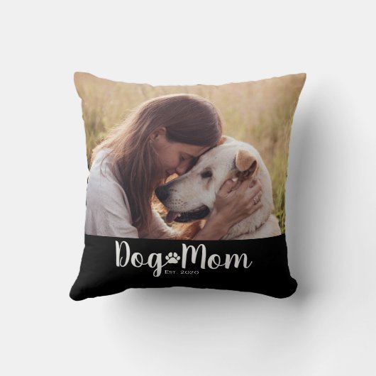 Dog Mom Established Script Photo クッション (裏面)
