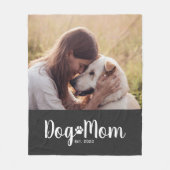 Dog Mom Established Script Photo フリースブランケット (正面)