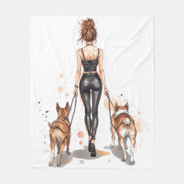Dog Mom Fleece Blanket | Girl Boss Dog Walker フリースブランケット