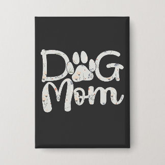 Dog Mom Floral Paw Print Cute Design for Dog Lover 缶バッジ