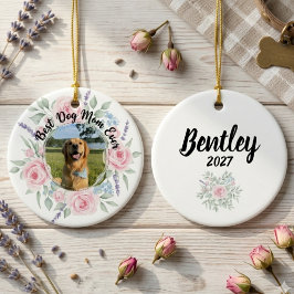 Dog Mom Gift – Floral Rose Pet Lover Keepsake セラミックオーナメント