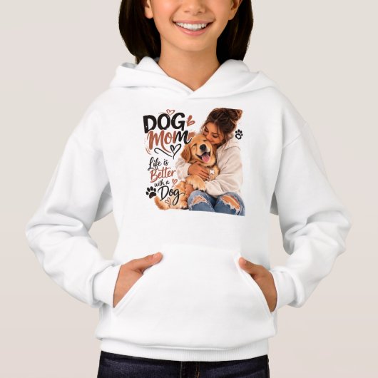 Dog Mom Hoodie for Women | Cute Dog Lover Pullover (正面)