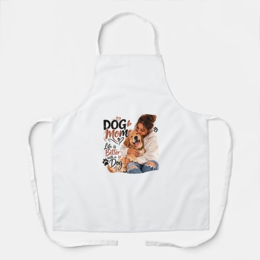 Dog Mom Kitchen Apron – Cute Dog Lover Cooking Apr エプロン (正面)