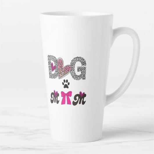 Dog Mom Leopard Heart Mug -Mom Lover Gift  カフェラテマグ (右)