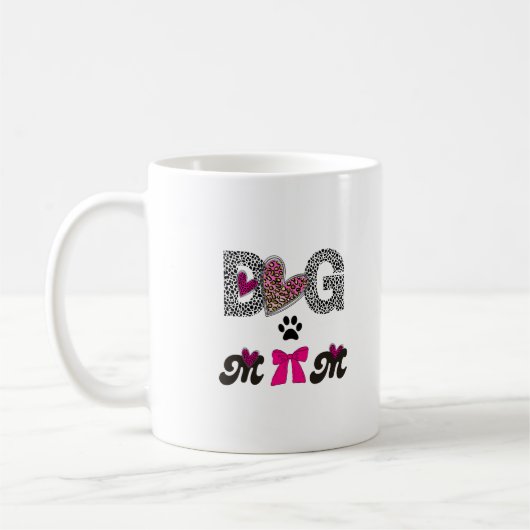 Dog Mom Leopard Heart Mug -Mom Lover Gift  コーヒーマグカップ (左)