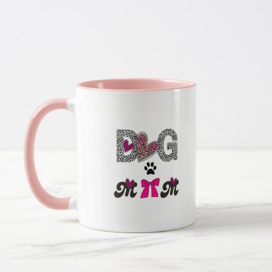 Dog Mom Leopard Heart Mug -Mom Lover Gift  マグカップ (左)