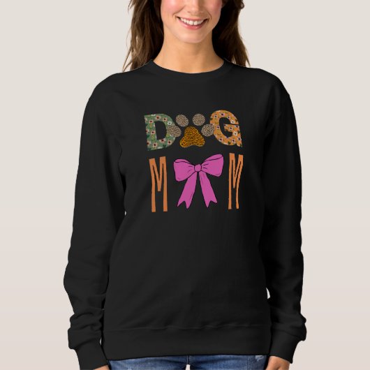 Dog Mom Leopard Paw Print/ Cute Dog Lover Apparel  スウェットシャツ (正面)