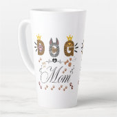 Dog Mom Leopard Print Paw Design/Leopard Dog Mom カフェラテマグ (左アングル)