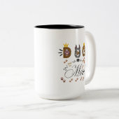 Dog Mom Leopard Print Paw Design/Leopard Dog Mom ツートーンマグカップ (正面右)