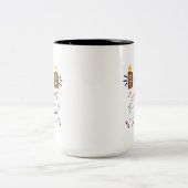 Dog Mom Leopard Print Paw Design/Leopard Dog Mom ツートーンマグカップ (中央)