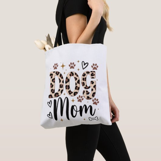 Dog Mom Leopard Print Tote Bag トートバッグ (クローズアップ)