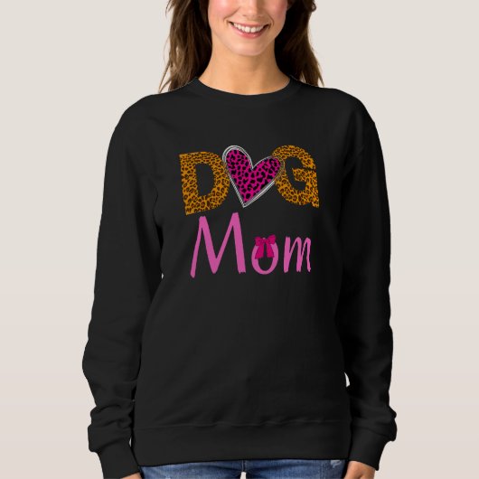 Dog Mom Leopard Print/Trending Dog Lover スウェットシャツ (正面)