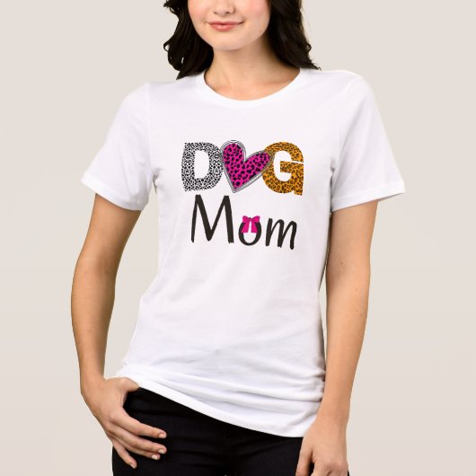 Dog Mom Leopard  Print/Trending Dog Lover トライブレンドＴシャツ (正面)
