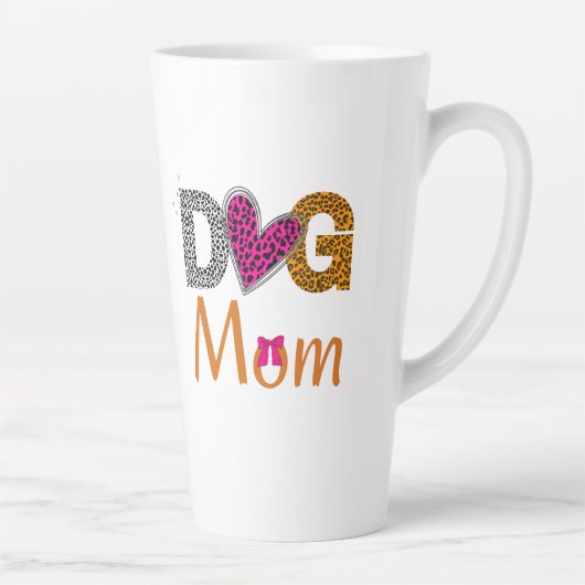 Dog Mom Leopard Print/Trending Dog Lover Gift カフェラテマグ (右)
