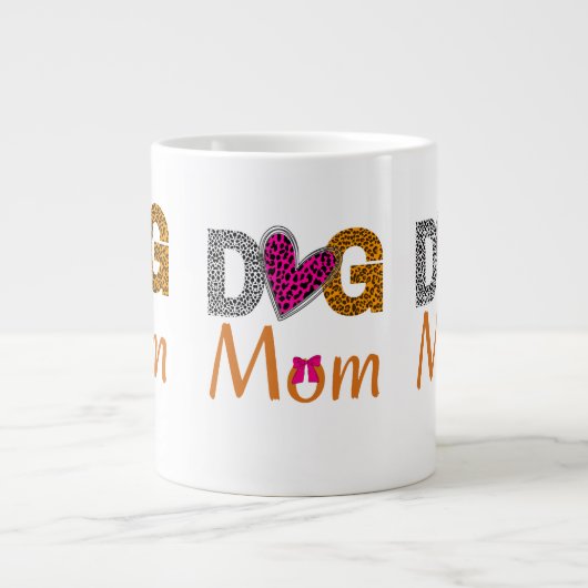 Dog Mom Leopard Print/Trending Dog  Lover Gift ジャンボコーヒーマグカップ (正面)
