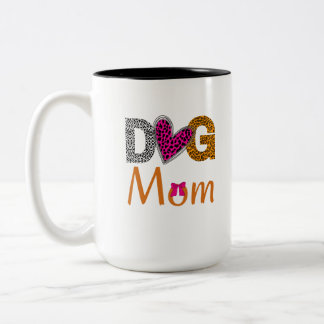 Dog Mom Leopard Print/Trending Dog  Lover Gift ツートーンマグカップ