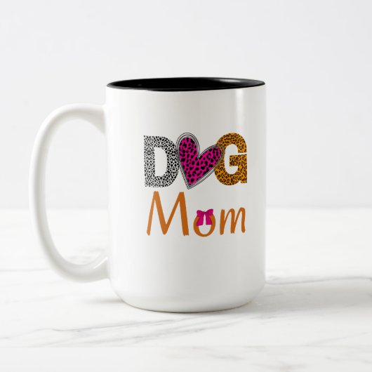 Dog Mom Leopard Print/Trending Dog  Lover Gift ツートーンマグカップ (左)