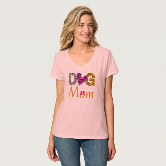 Dog Mom Leopard  Print /Trending Dog Lover Gift Tシャツ (正面フル)