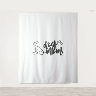 Dog Mom Line Art Design  Minimalist Dog Lover タペストリー