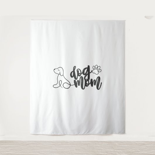 Dog Mom Line Art Design  Minimalist Dog Lover タペストリー (正面)