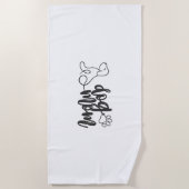 Dog Mom Line Art Design  Minimalist Dog Lover ビーチタオル (正面)