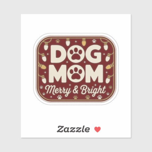 Dog Mom - Merry & Bright Holiday Badge シール (シート)
