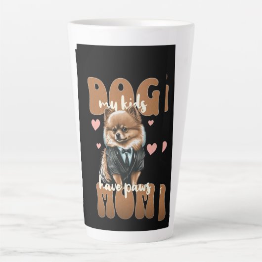 Dog Mom Mug – Custom Name Option – Coffee Cup Gift カフェラテマグ (正面)