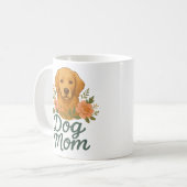 Dog Mom Mug – Golden Retriever Floral Design – Cut コーヒーマグカップ (正面左)