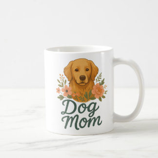 Dog Mom Mug – Golden Retriever Floral Design – Cut コーヒーマグカップ