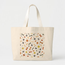 Dog Mom Park Bag | Terracotta & Sage Bone Pattern ラージトートバッグ