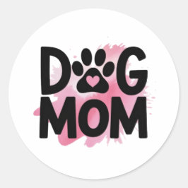 Dog Mom Paw Print Heart Sticker Dog Lover Gift ラウンドシール