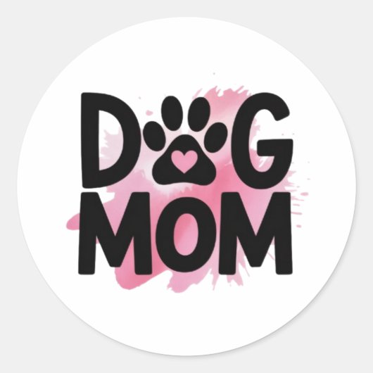 Dog Mom Paw Print Heart Sticker Dog Lover Gift ラウンドシール (正面)