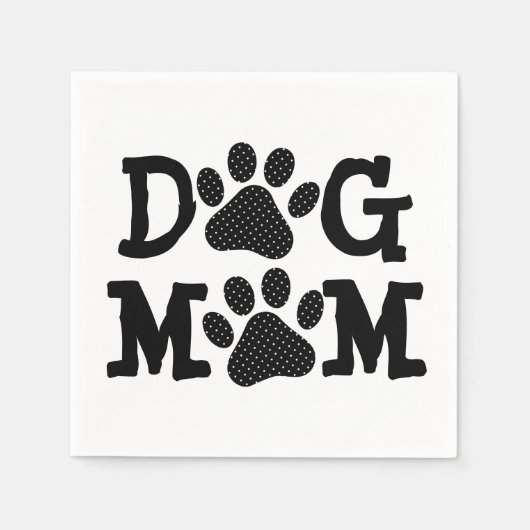 DOG MOM Pawprintsと水玉模様 スタンダードカクテルナプキン (正面)