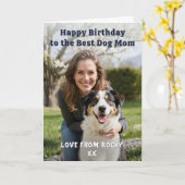Dog Mom Personalized Pet Photo Happy Birthday カード (黄色い花)