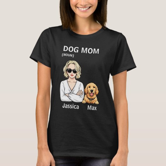 Dog Mom Portrait With Golden Retriever Art Tシャツ (正面)